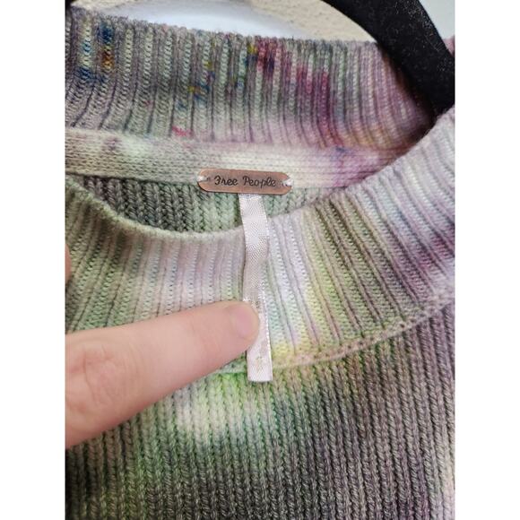 Free People Oversized Sweater Custom Ice Tie Dye Art Nature Small Crop - Picture 5 of 6